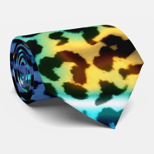 Retro Leopard Print Skin (blauw en Aqua) Stropdas (Opgerold)