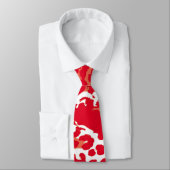 Retro Leopard Print Skin (rood en wit) Stropdas (Gebonden)