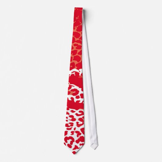 Retro Leopard Print Skin (rood en wit) Stropdas (Voorkant)