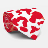 Retro Leopard Print Skin (rood en wit) Stropdas (Opgerold)