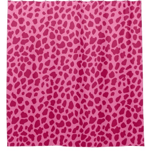 Retro Leopard print trendy y2k Fuchsia roze Douchegordijn (Voorkant)
