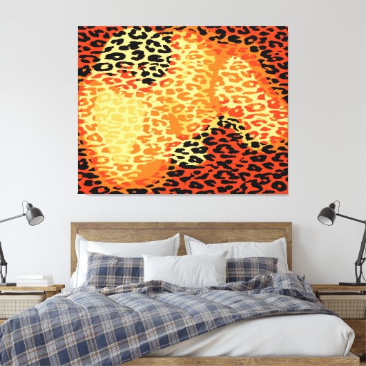 Retro Leopard printhuid Canvas Afdruk (Insitu (Slaapkamer))