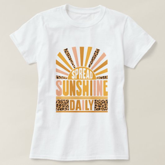 Retro Leopard Sunburst; Spread Sunshine Daily T-shirt (Design voorkant)