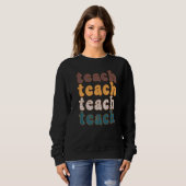 Retro Leopard Teach For Teacher Elementary School Trui (Voorkant volledig)