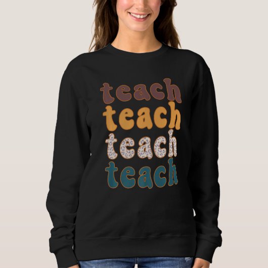 Retro Leopard Teach For Teacher Elementary School Trui (Voorkant)