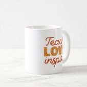 Retro Leopard Teach Love Inspireer kunst Koffiemok (Voorkant rechts)