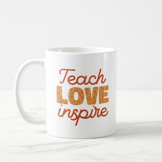 Retro Leopard Teach Love Inspireer kunst Koffiemok (Links)