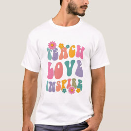Retro Leopard Teach Love Inspireer kunst T-shirt
