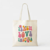 Retro Leopard Teach Love Inspireer kunst Tote Bag (Achterkant)