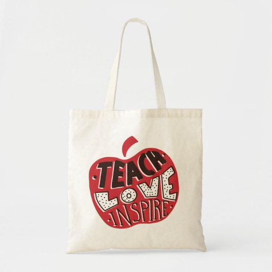 Retro Leopard Teach Love Inspireer kunst Tote Bag (Voorkant)