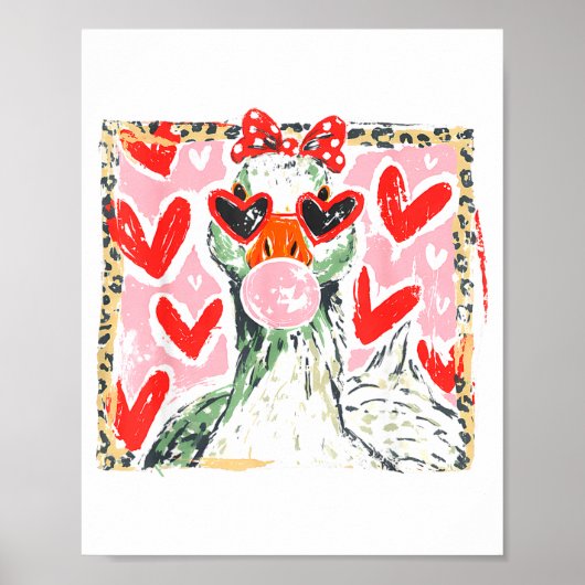 Retro Leopard Valentine Goose Funny Nk Coquette Lo Poster (Voorkant)