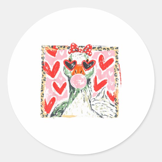 Retro Leopard Valentine Goose Funny Nk Coquette Lo Ronde Sticker (Voorkant)