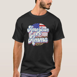 Retro leopard vs vlag amerikaans amma 4 juli t-shirt