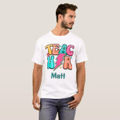 Retro Leraar Bliksemflits Schattig Smiley Bloem T-shirt (Voorkant volledig)