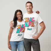 Retro Leraar Bliksemflits Schattig Smiley Bloem T-shirt (Unisex)