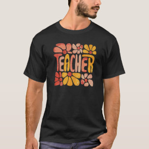 Retro leraar Daisy Colorful elementaire school te T-shirt