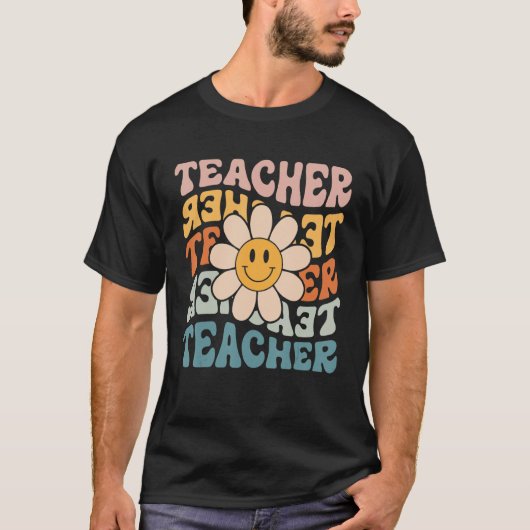 Retro leraar Daisy Colorful elementaire school te T-shirt (Voorkant)