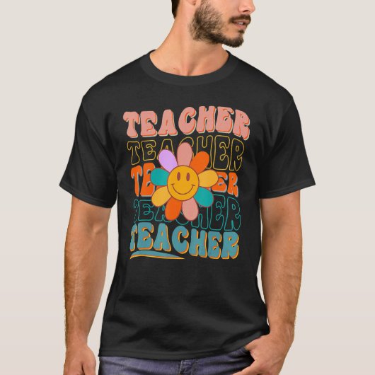 Retro leraar Daisy Colorful elementaire school te T-shirt (Voorkant)