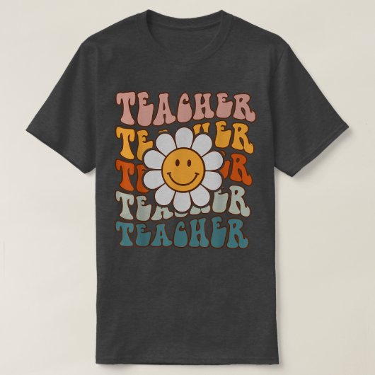 Retro leraar Daisy Colorful Elementary School Tea T-shirt (Design voorkant)