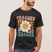 Retro leraar Daisy kleurrijke basisschool T-shirt (Voorkant)