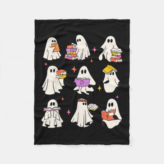 Retro Leraar Halloween Ghost Lees Verder Boeken Le Fleece Deken (Voorkant)