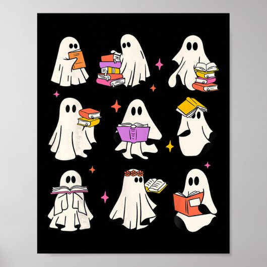 Retro Leraar Halloween Ghost Lees Verder Boeken Le Poster (Voorkant)