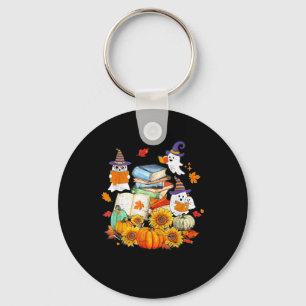 Retro Leraar Halloween Ghost Lees Verder Boeken Le Sleutelhanger