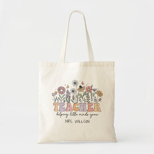 Retro leraar, helpen kleine geesten groeien tote bag (Voorkant)