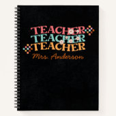 Retro leraar in kleurrijke jaren 70 stijl notitieboek (Voorkant)