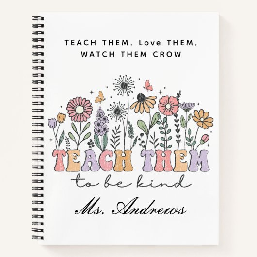 Retro leraar, leer ze vriendelijk te zijn notitieboek (Voorkant)