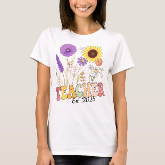 Retro Leraar met Bloemen – Schattigee Leraar Appre T-shirt