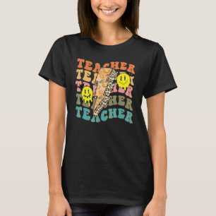 Retro Leraar Pompoen Luipaard Licht Bliksem Leraar T-shirt