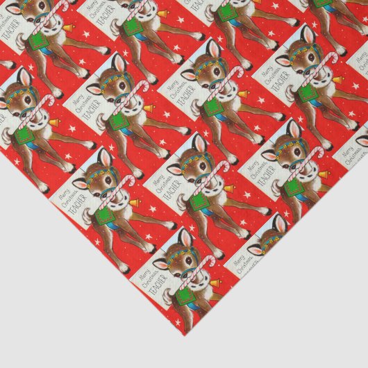 Retro  leraar rendiertje met kerstmis tissuepapier (Detail)