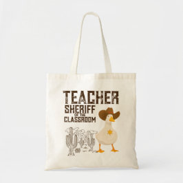 Retro leraar Terug naar school Sheriff Funny Goose Tote Bag