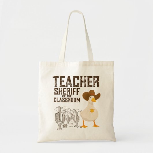 Retro leraar Terug naar school Sheriff Funny Goose Tote Bag (Voorkant)