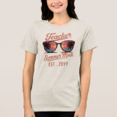 Retro Leraar Zomer Modus Aangepaste Tekst  Tri-Blend Shirt (Voorkant)