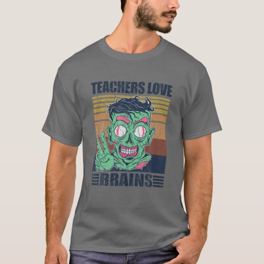 Retro leraren houden van hersenen Zombie T-shirt (Voorkant)