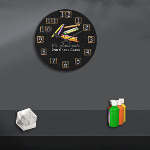 Retro-lerares Crayons-kartonnen nummer Grote Klok