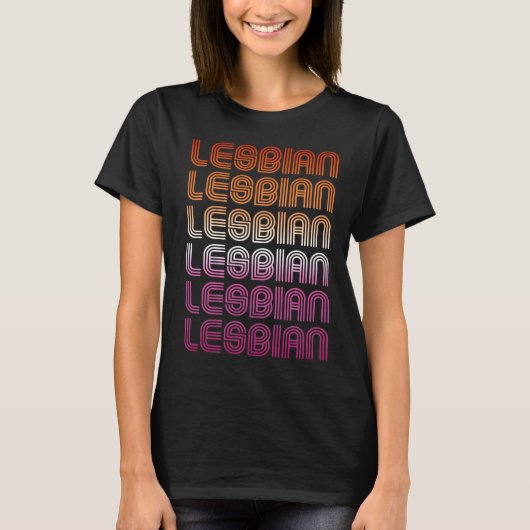 RETRO LESBIANSE PROUD PATROON T-SHIRT (Voorkant)