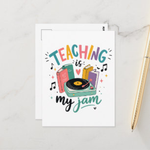 Retro Lesgeven Is Mijn Favoriet Vinyl Plaat Leraar Briefkaart