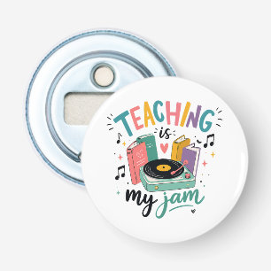 Retro Lesgeven Is Mijn Favoriet Vinyl Plaat Leraar Button Flesopener