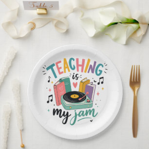 Retro Lesgeven Is Mijn Favoriet Vinyl Plaat Leraar Papieren Bordje