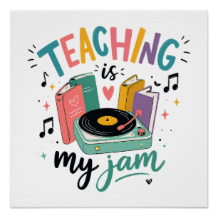Retro Lesgeven Is Mijn Favoriet Vinyl Plaat Leraar Perfect Poster