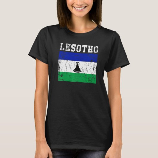 Retro Lesotho Flag Basotho Roots T-shirt (Voorkant)