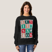 Retro Let It Snow Kerst Postzegel T-shirt (Voorkant volledig)