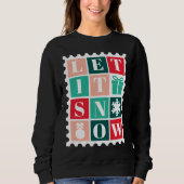 Retro Let It Snow Kerst Postzegel T-shirt (Voorkant)