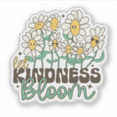 Retro Let Kindness Bloom Smiling Daisies Sticker (Voorkant)