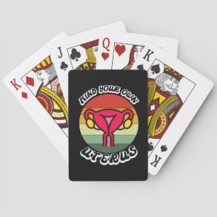 Retro Let Mijn Baarmoeder Met Rust Grappig Feminis Pokerkaarten
