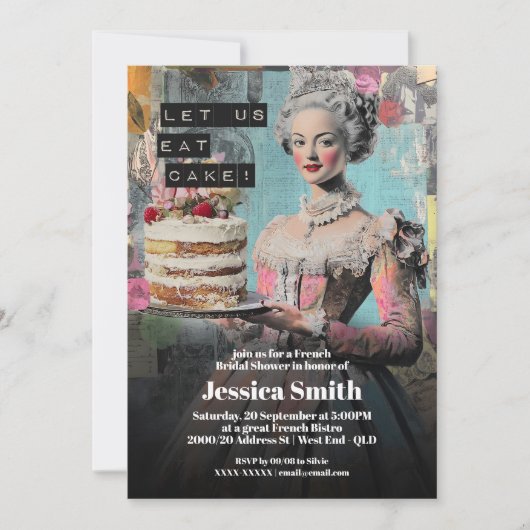 Retro Let Us Eat Cake - Frans Vrijgezellenfeest Kaart (Voorkant)