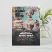 Retro Let Us Eat Cake - Frans Vrijgezellenfeest Kaart (Staand voorkant)